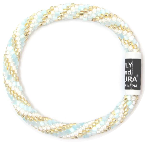 8" Extended Size Lily and Laura Blue Shells and Gold Spiral