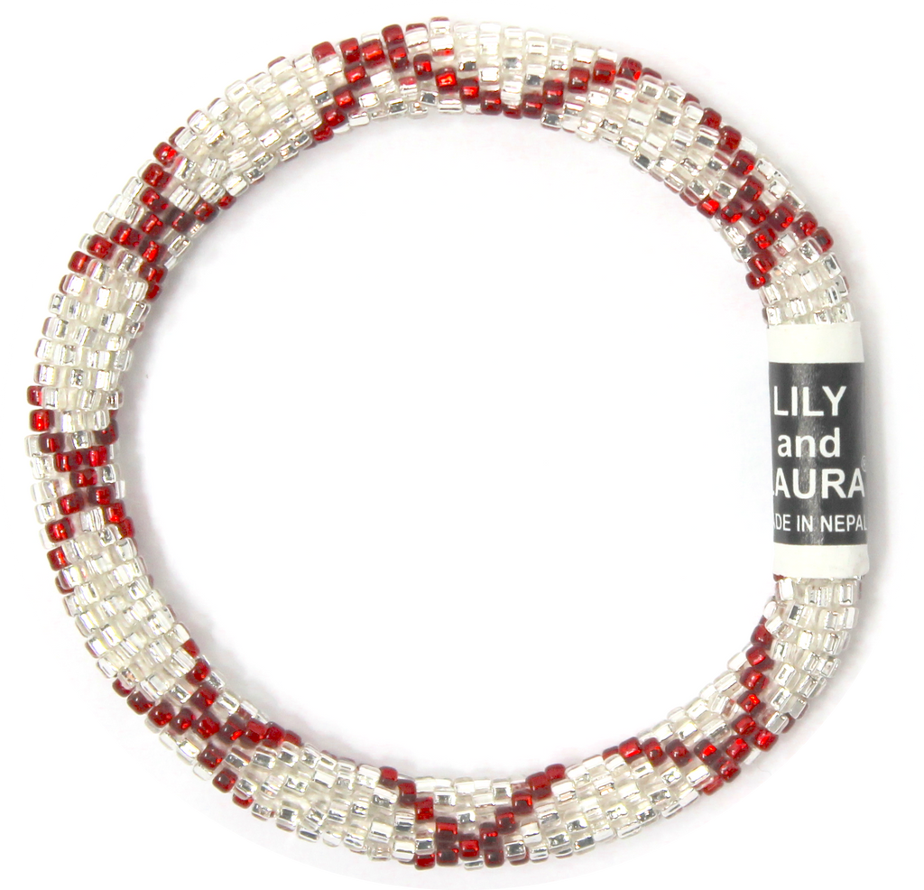 Lily and Laura Red Criss Cross on Silver