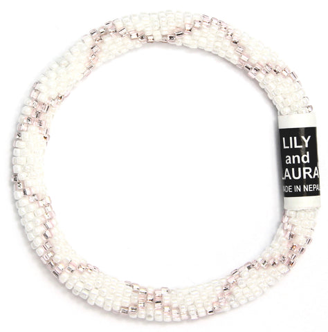 Lily and Laura Pink Champagne Crisscross On White