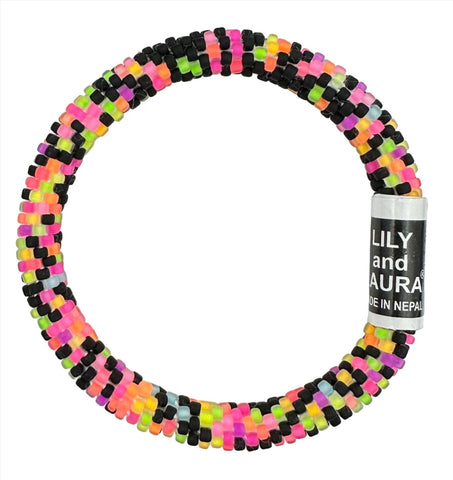 Lily and Laura Matte Black and Neon Confetti