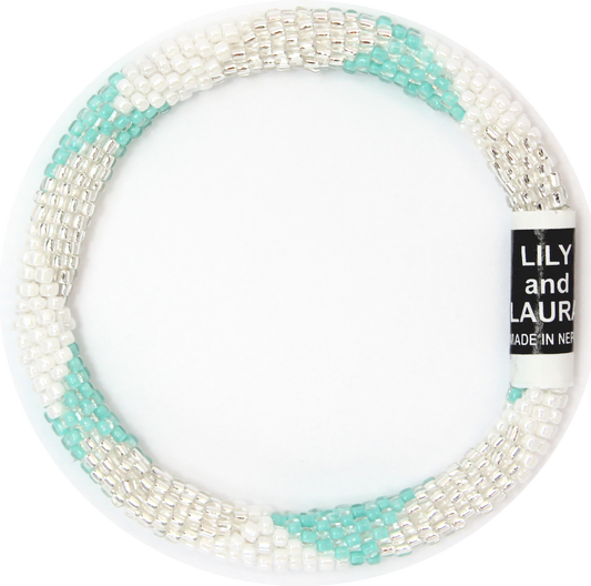 Lily and Laura Blue Mint, White and Silver Big Diamonds