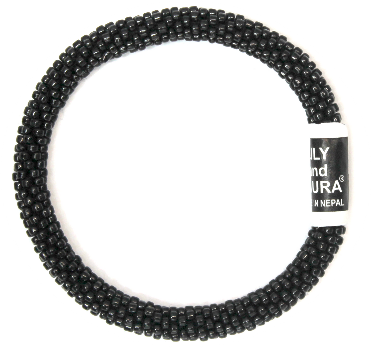 8" Extended Size  Lily and Laura Black On Black Round Bead