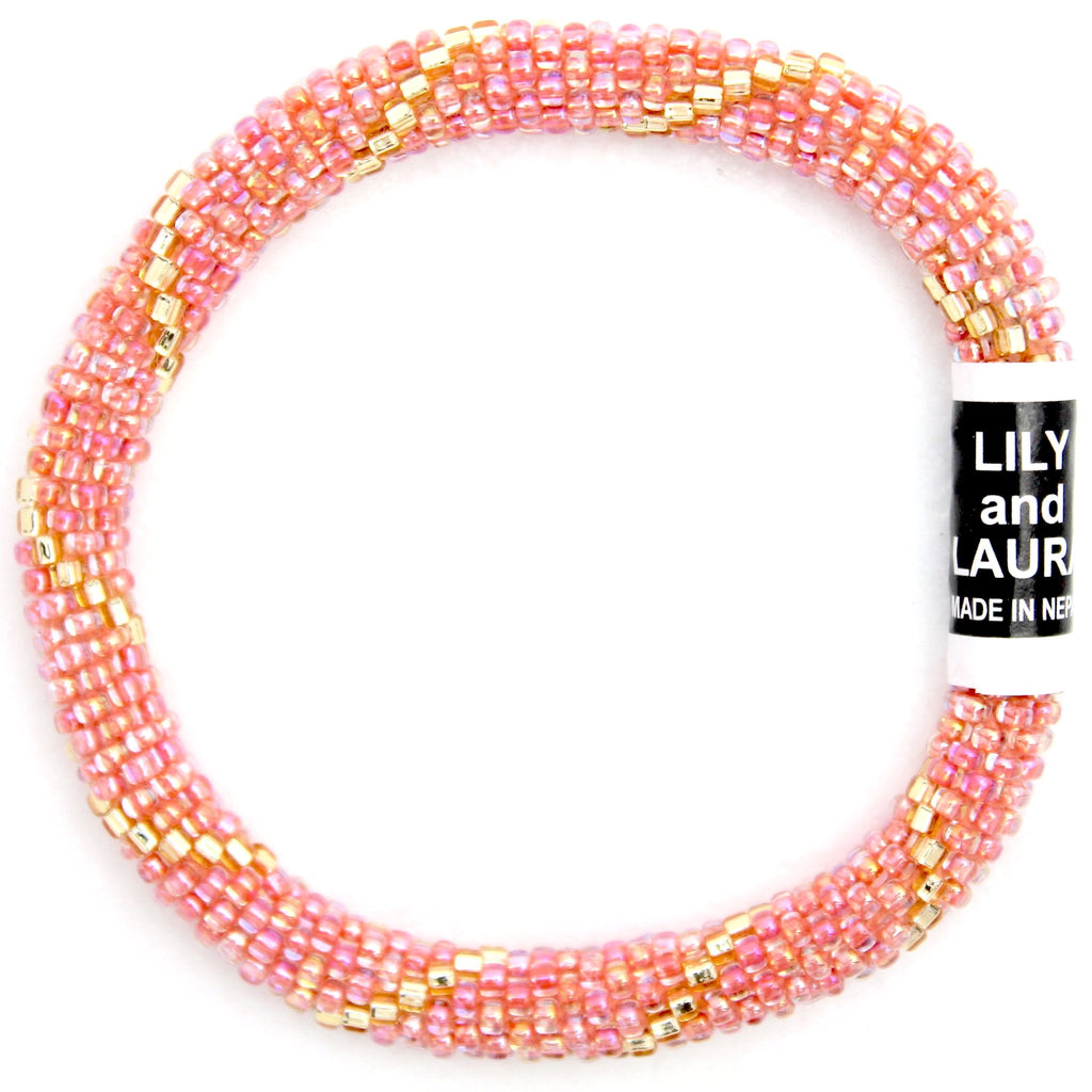 Lily and Laura Rainbow Peach Coral with Gold Spiral