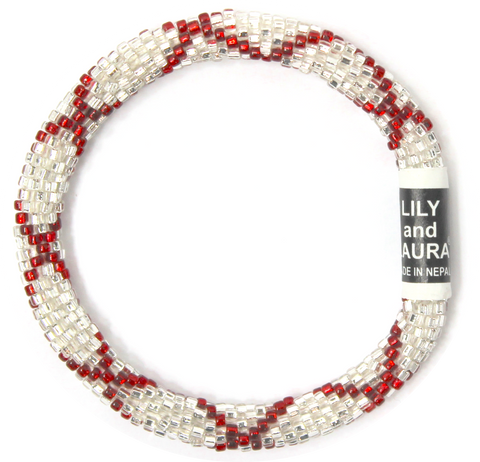Lily and Laura Red Criss Cross on Silver