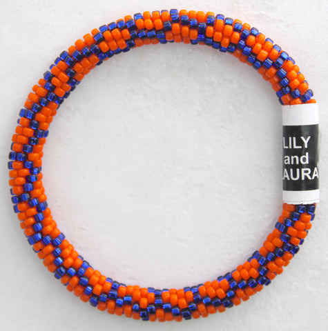Lily and Laura Bright Orange And Royal Blue Chain Link