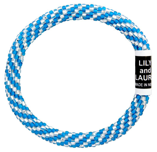 Lily and Laura Cornflower Blue and Silver Spiral