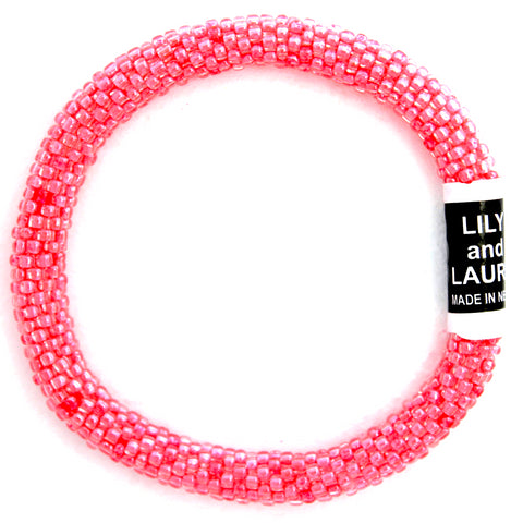 Lily and Laura Shiny Neon Pink Coral Solid
