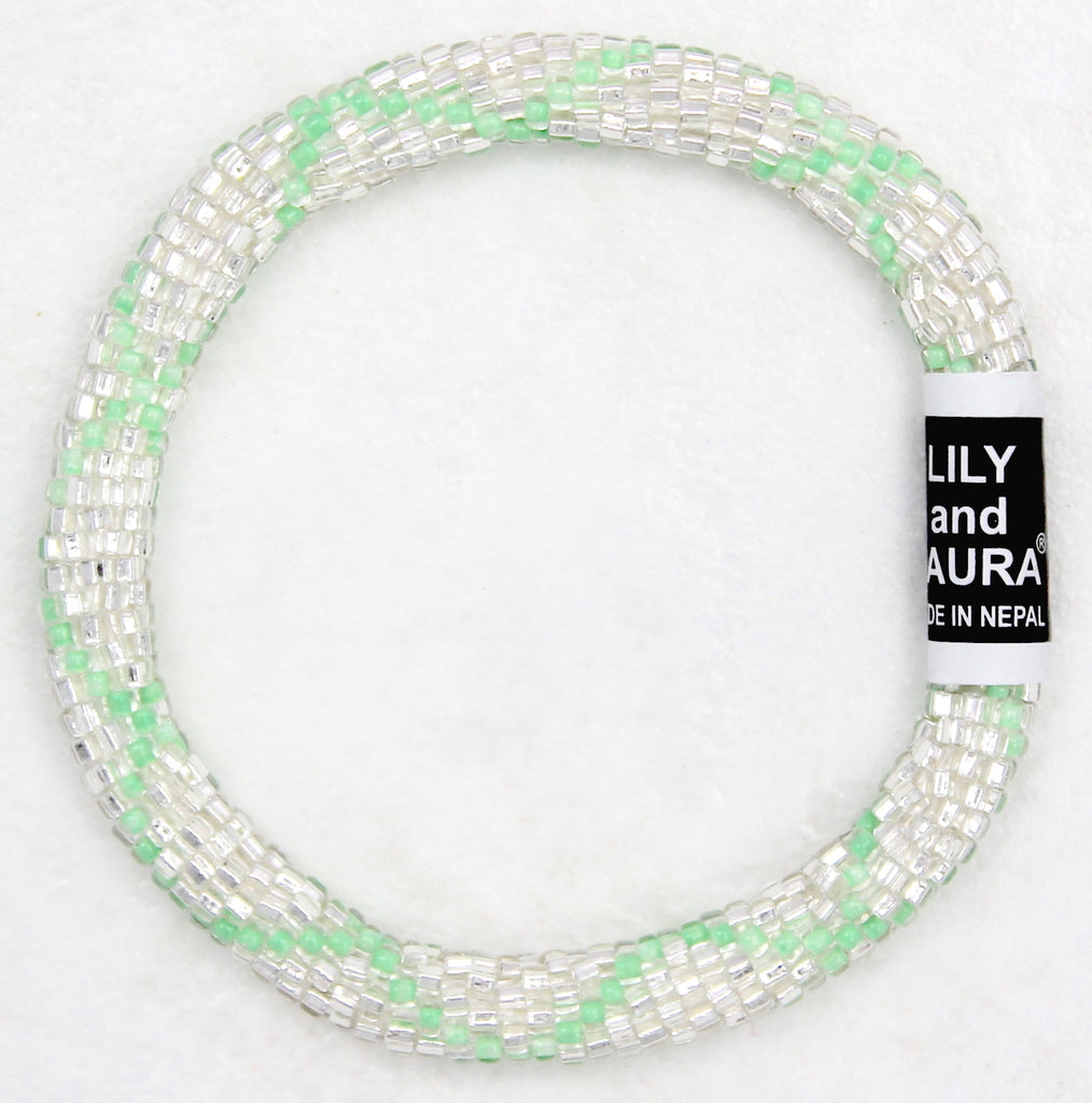 Green Mint Criss Cross on Silver