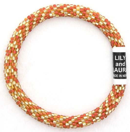 Lily and Laura Orange Coral and Gold Chevrons