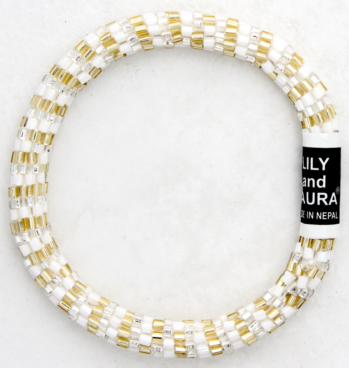 Lily and Laura Cut Gold, White and Silver Stripes