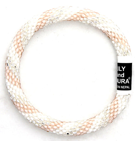 8" Extended Size Lily and Laura Blush, Silver and White Spiral