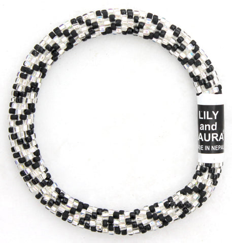 Lily and Laura Shiny and Matte Black Chevron On Rainbow Silver