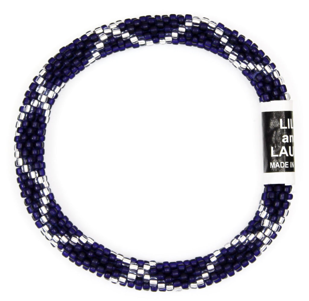 8" Extended Size Lily and Laura Silver Criss Cross on Matte Navy