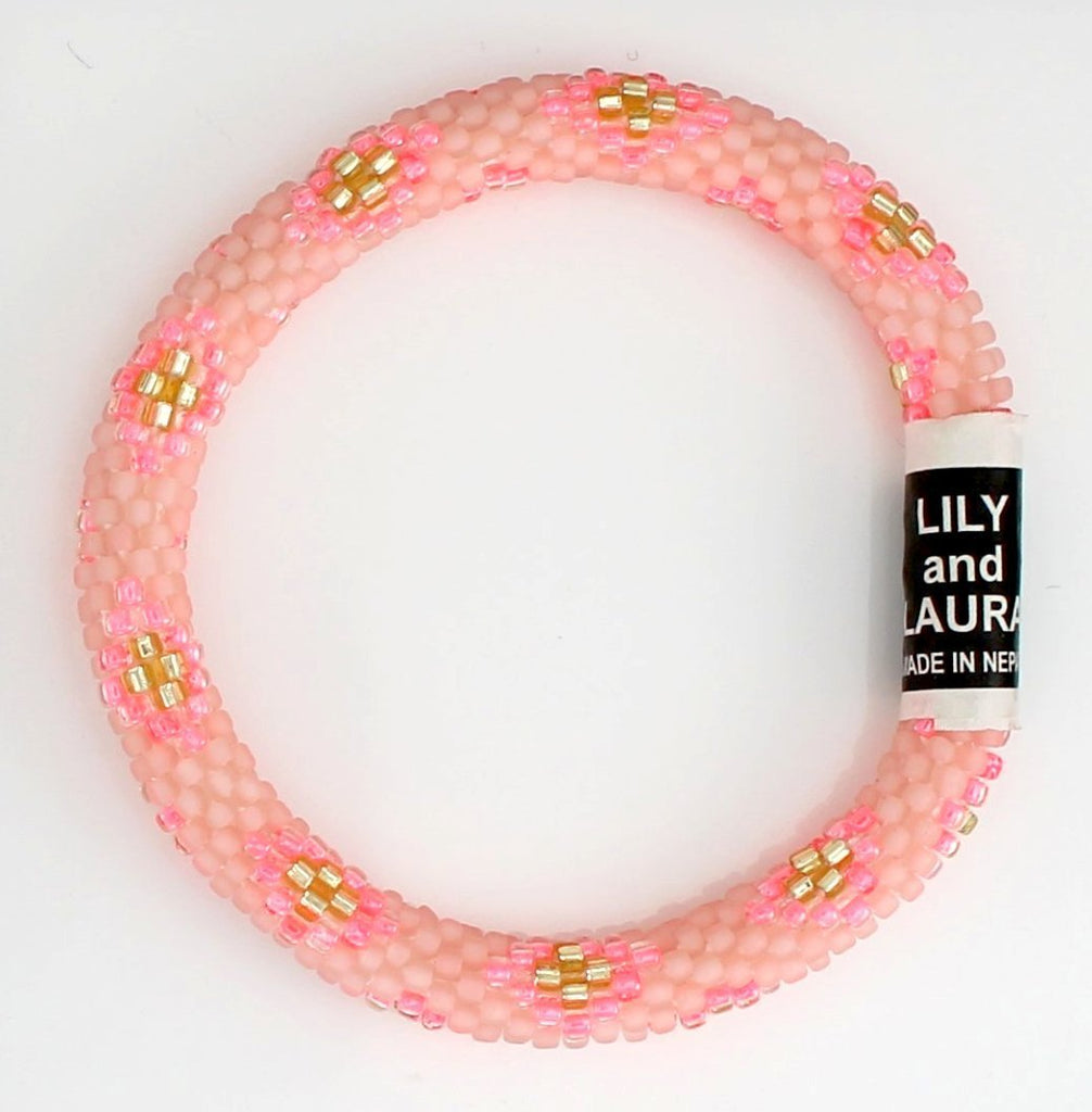 Lily and Laura Gold in Bright Pink Gem on Matte Blush