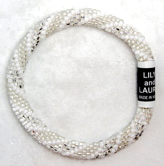 Lily and Laura Matte and Rainbow Silver With White Spiral