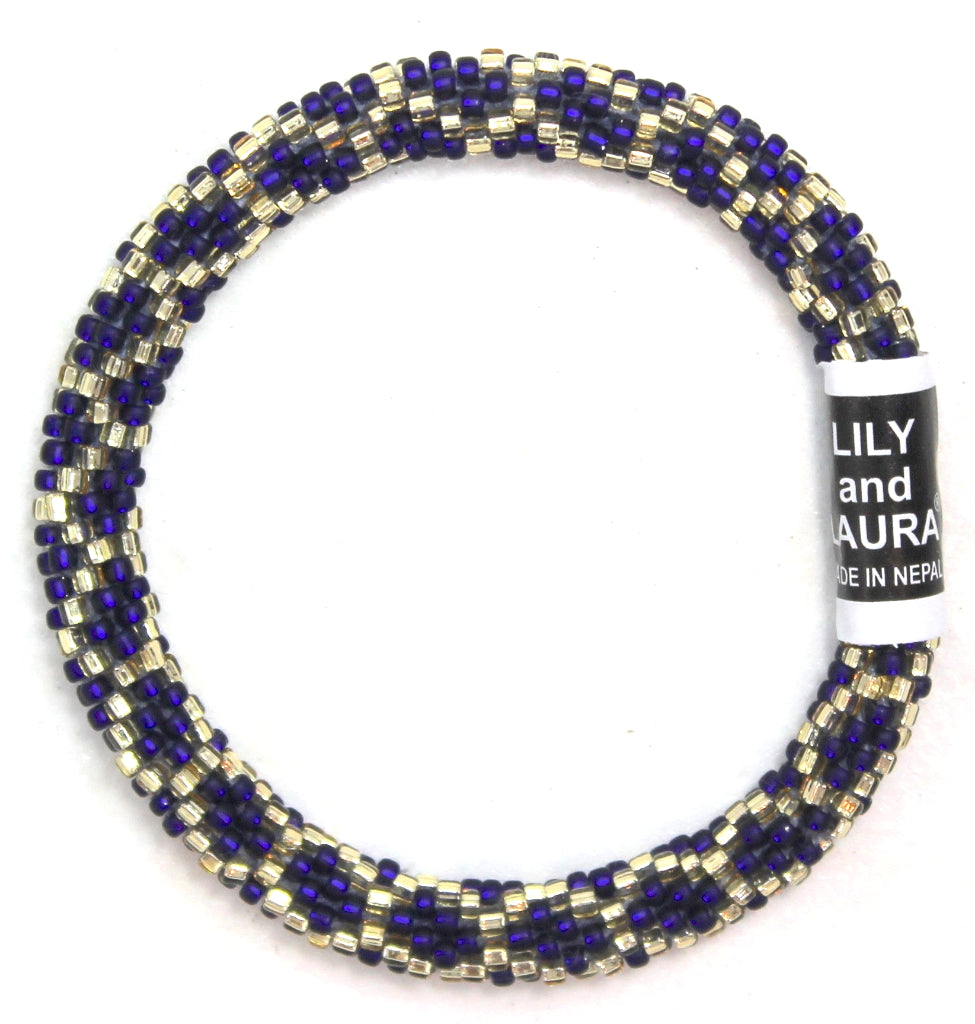 Lily and Laura Matte Navy and Gold Chainlink