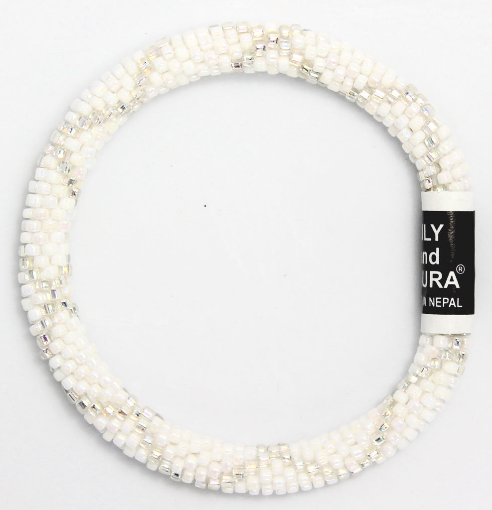 8" Extended Size Lily and Laura Silver Criss Cross on White