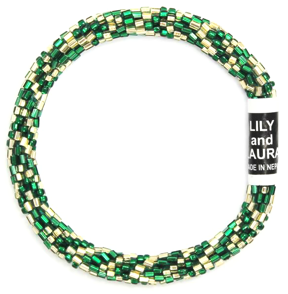 Lily and Laura Cut Green and Gold Chevrons