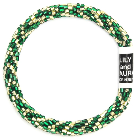 Lily and Laura Cut Green and Gold Chevrons
