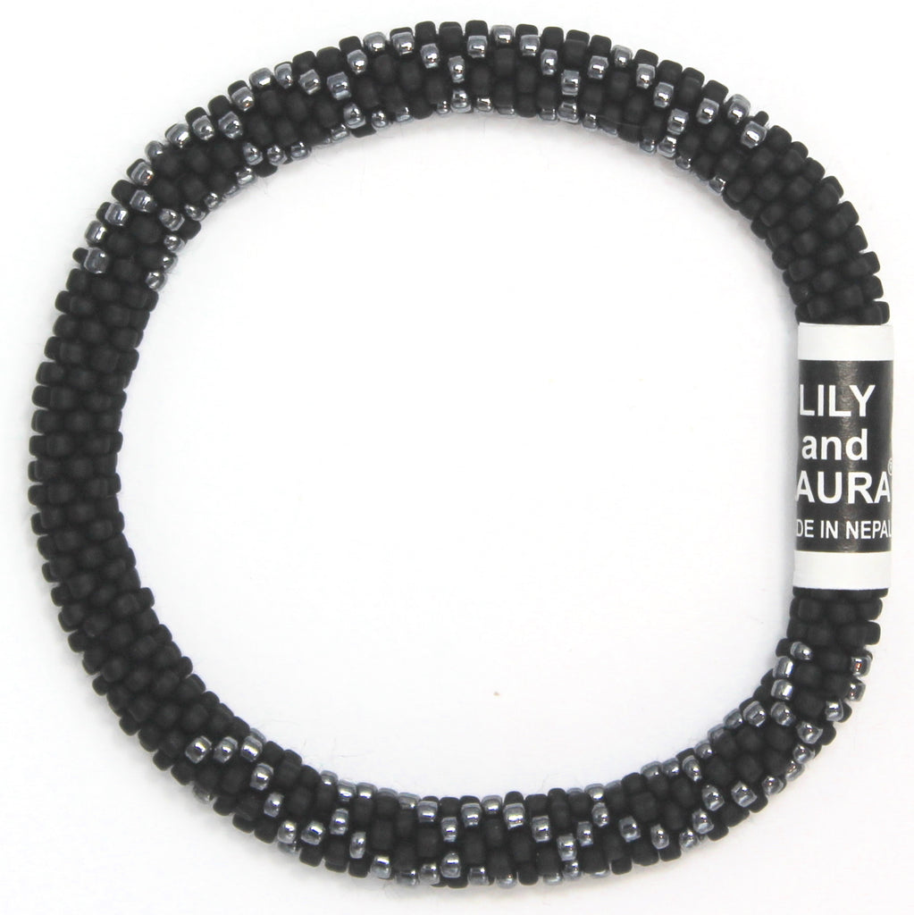 8" Extended Size Lily and Laura Hematite Overlay On Matte Black