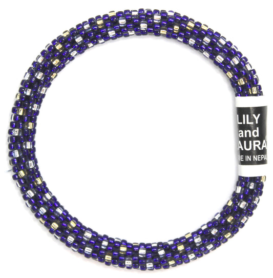 Lily and Laura Silver and Gold Polka Dots on Navy