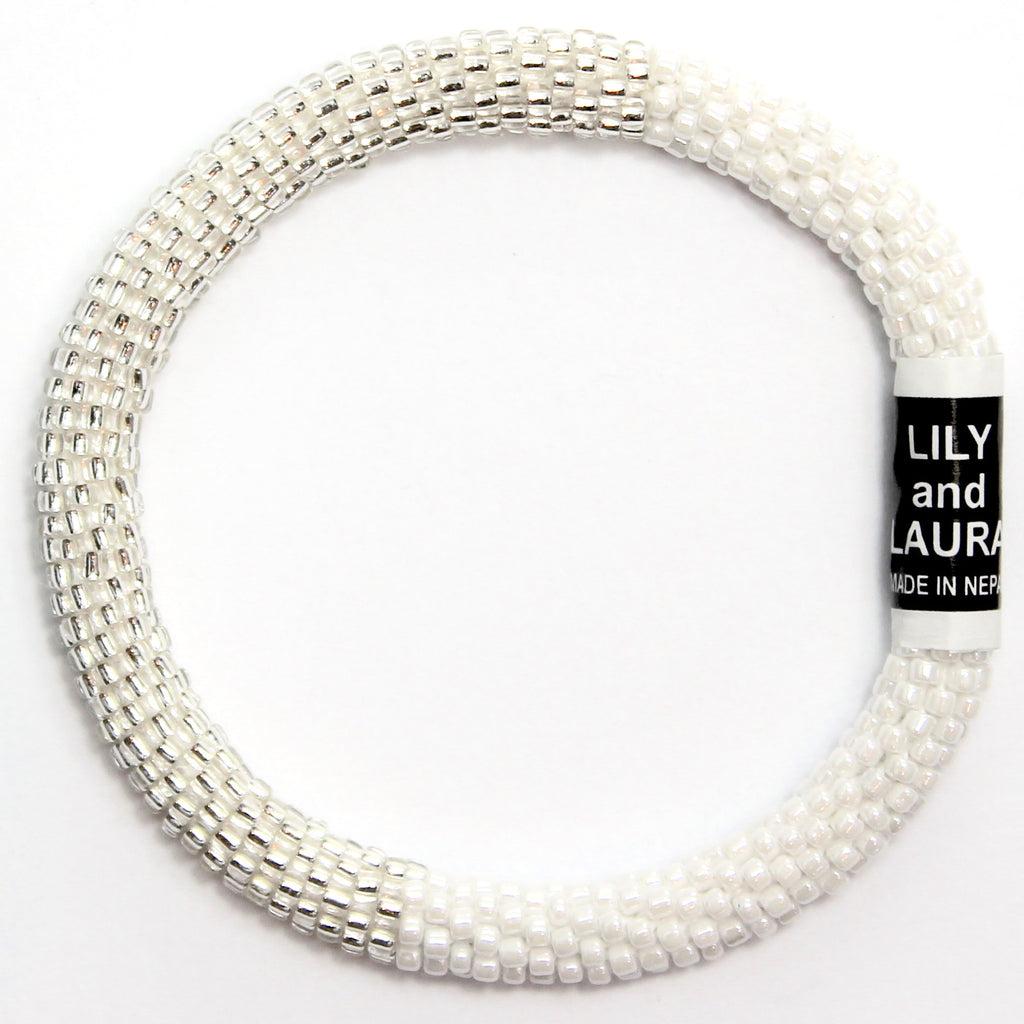 8" Extended Size Lily and Laura Silver and White Color Block