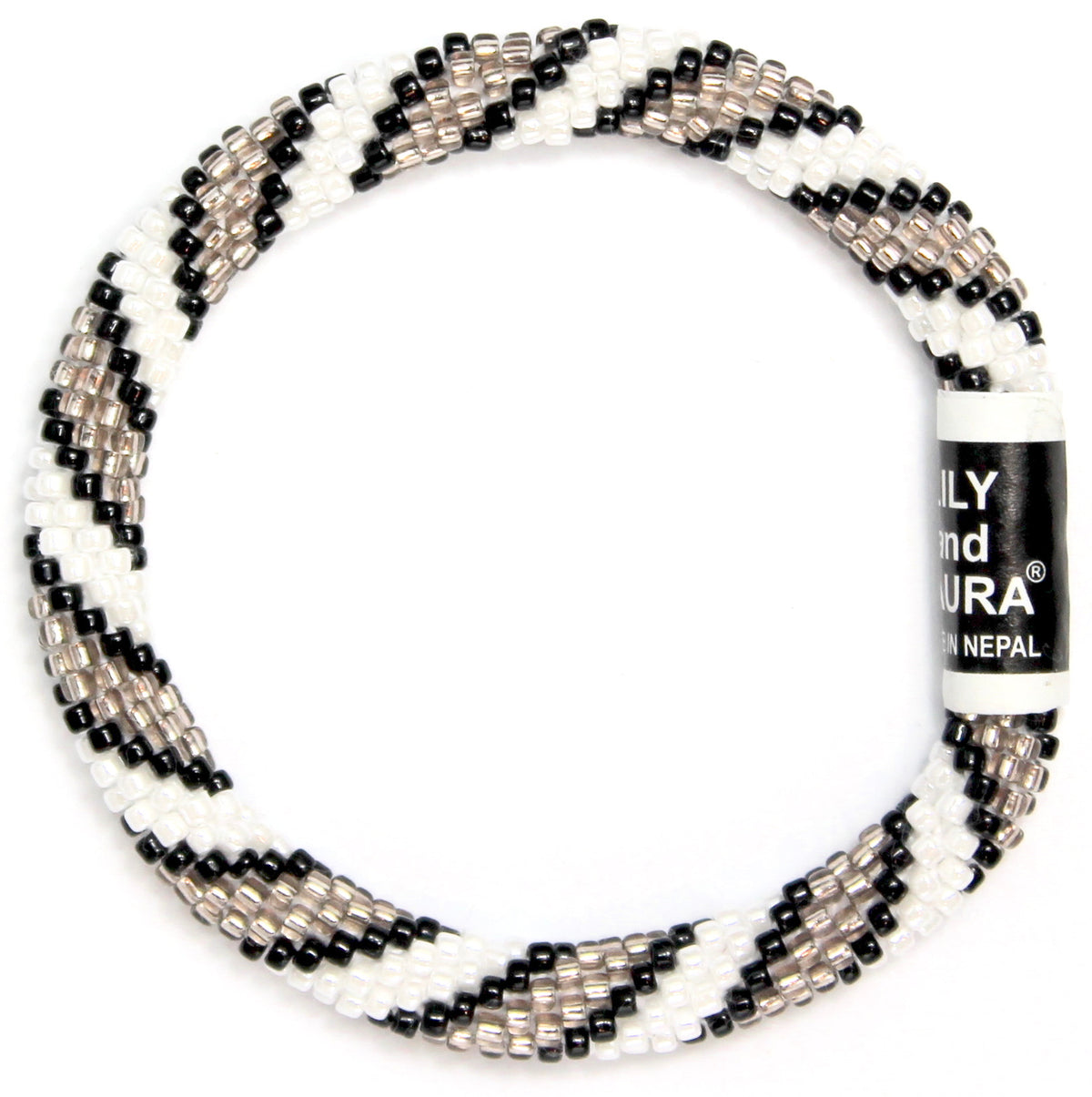 Lily and Laura Double Light Taupe, White and Black Spiral
