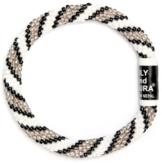Lily and Laura Double Light Taupe, White and Black Spiral
