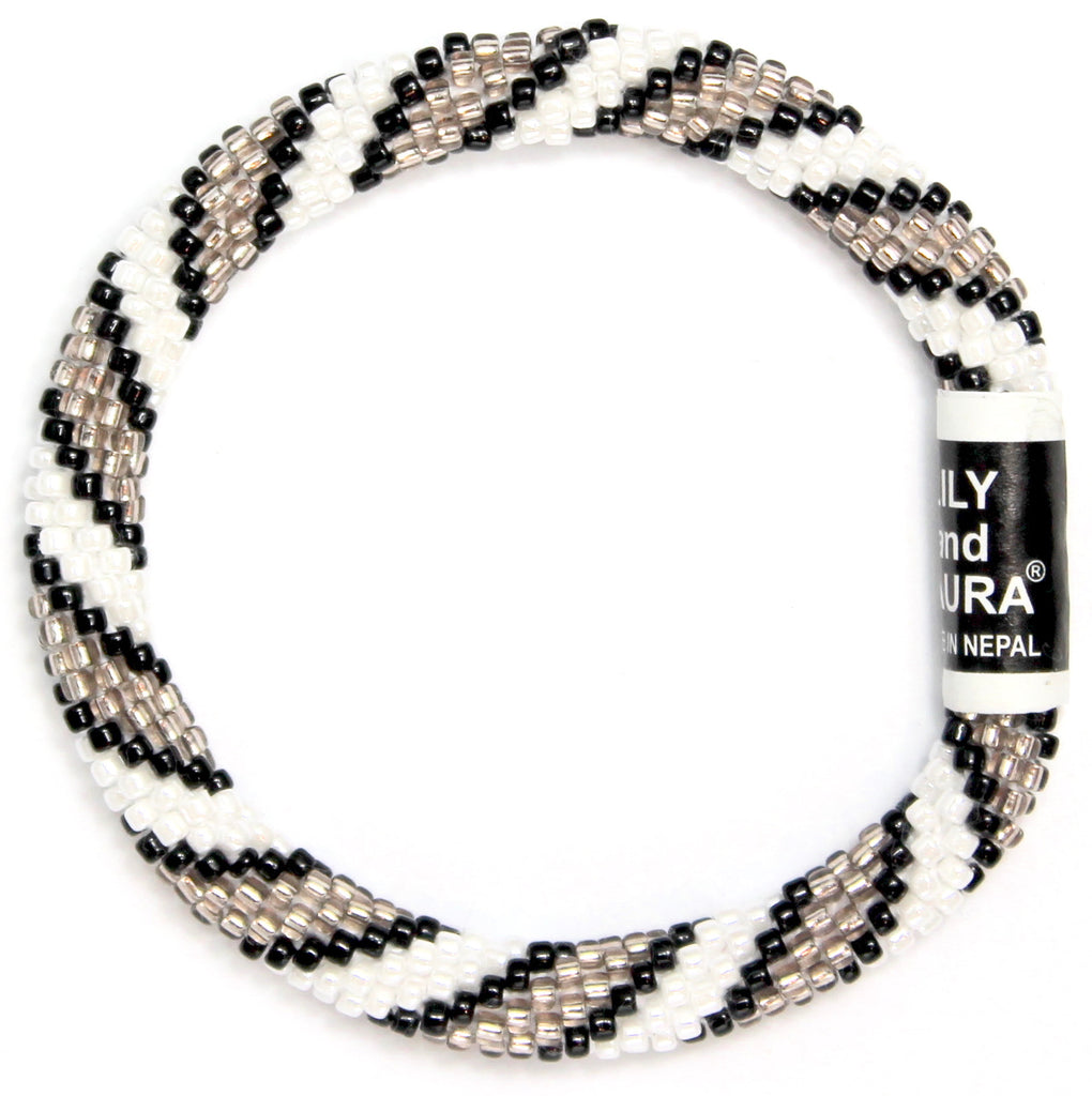 Lily and Laura Double Light Taupe, White and Black Spiral