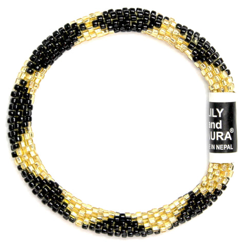 8" Extended Size Lily and Laura Black and Gold Big Diamonds