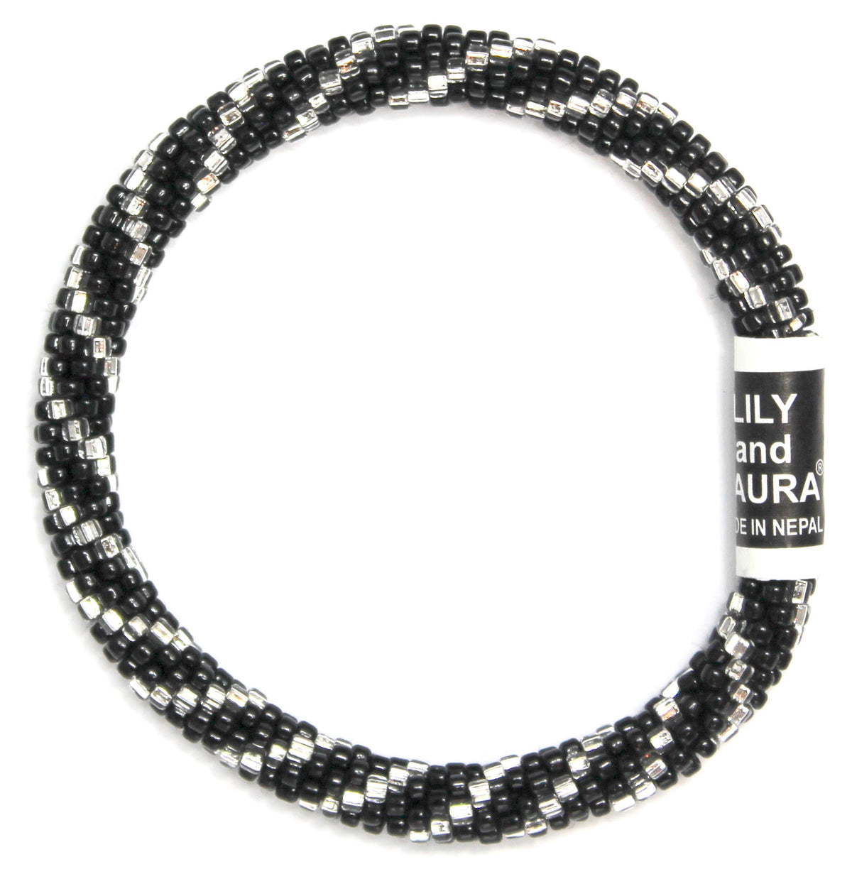Lily and Laura Silver Spiral On Black