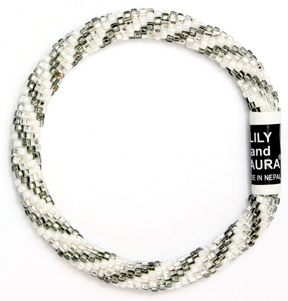 Lily and Laura Chrome, Silver and White Spiral