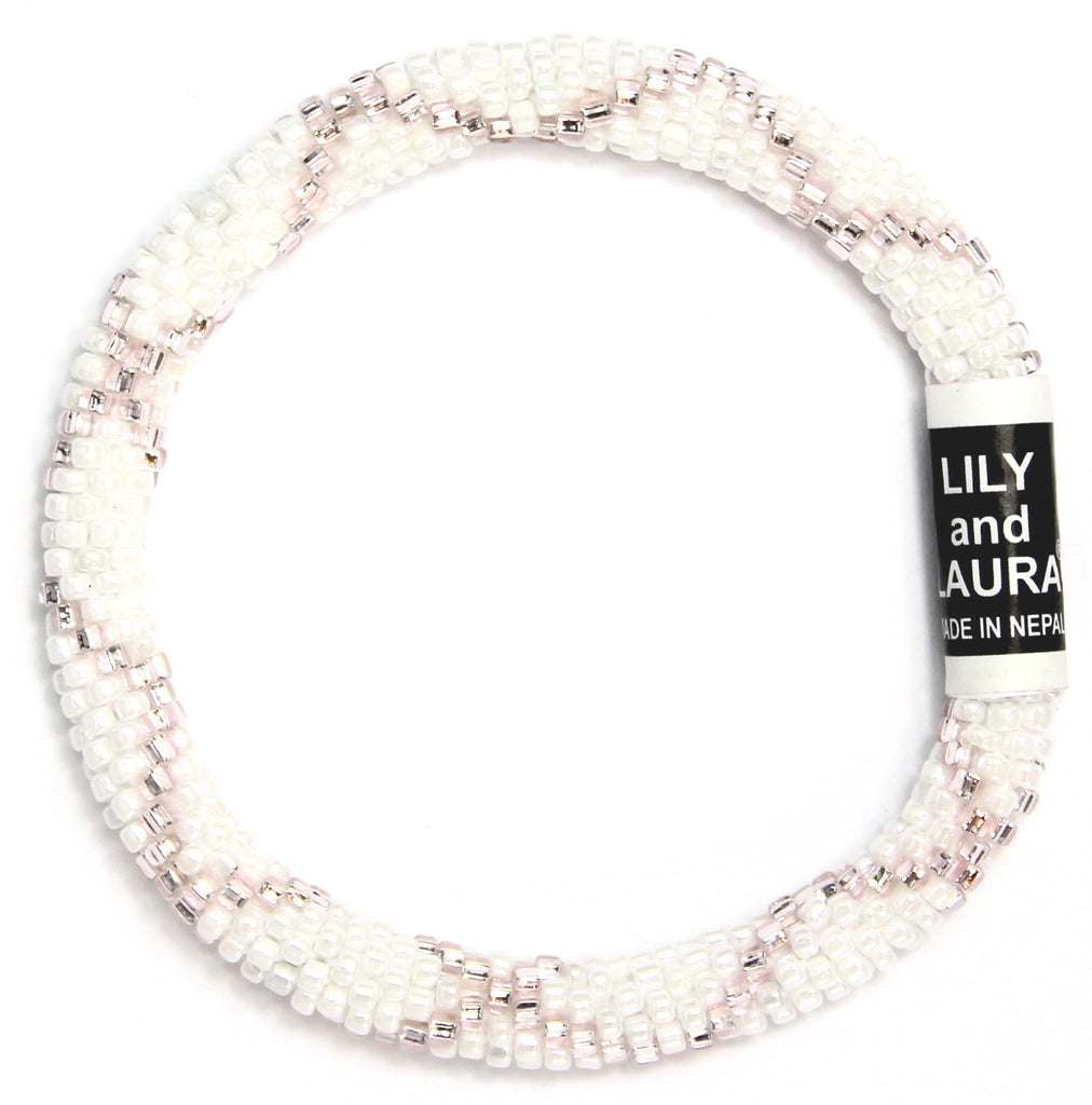 8" Extended Size Lily and Laura Pink Champagne Crisscross On White